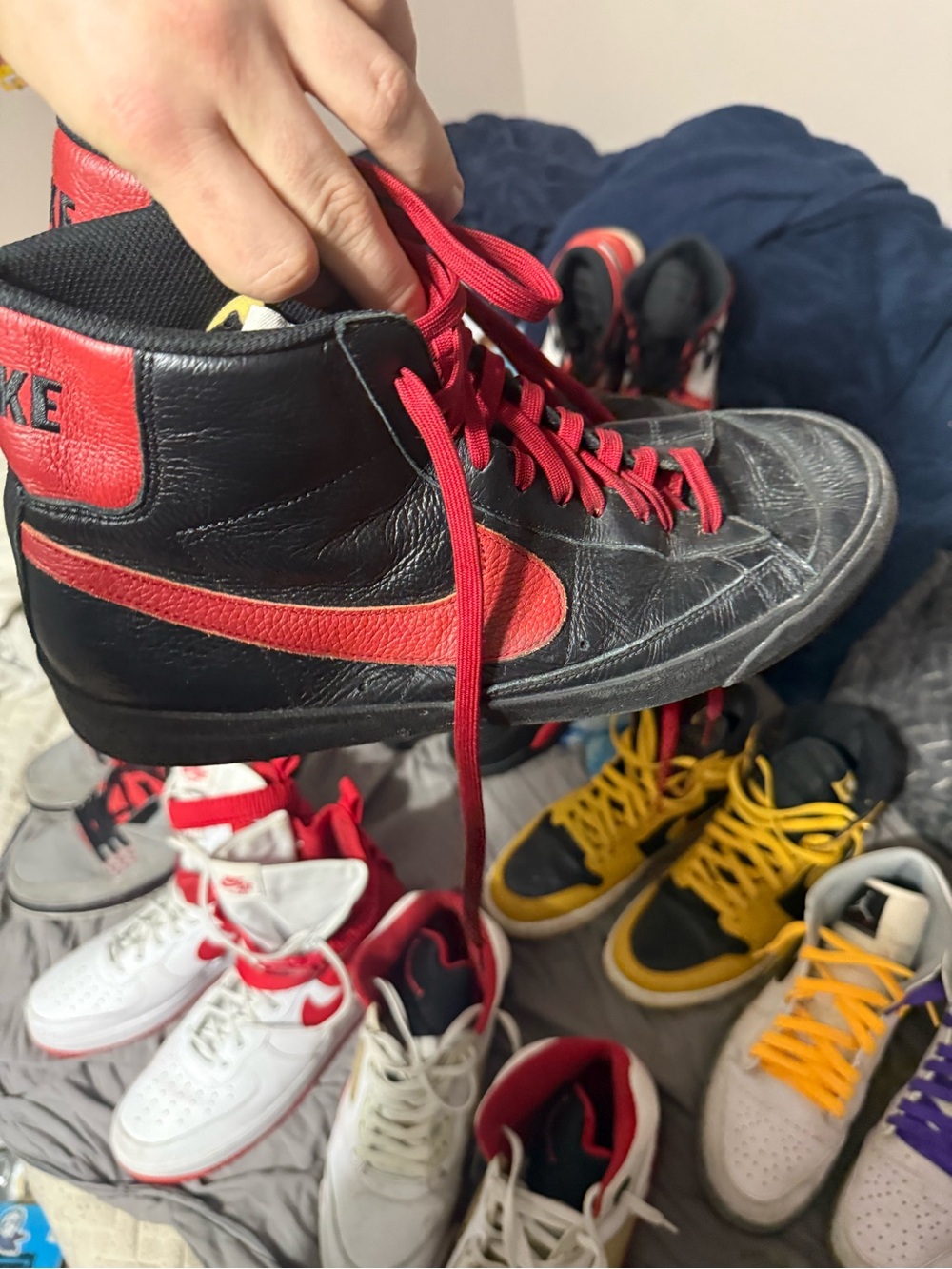 Nike Black High-Top Sneakers with Red Accents